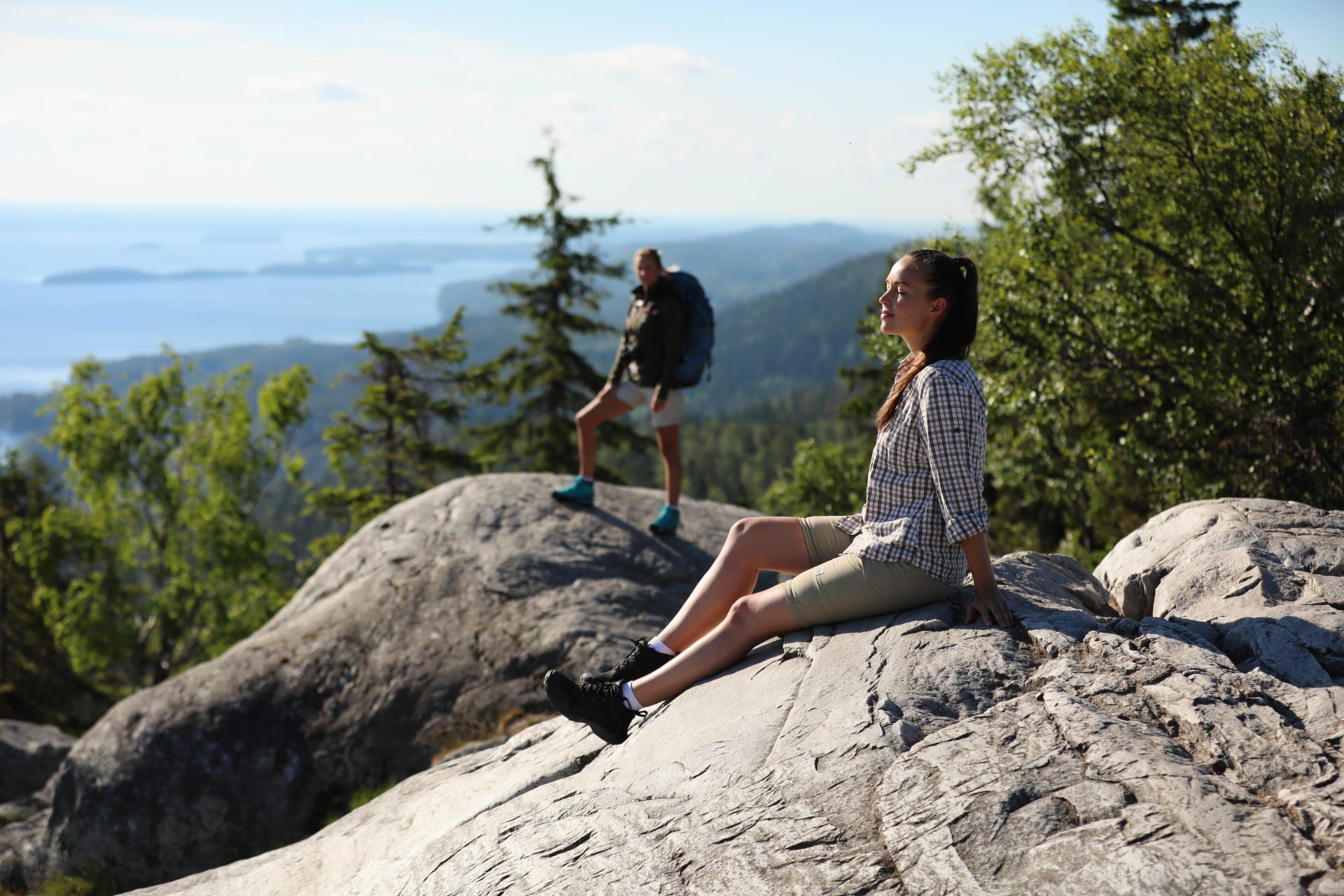 Two hikers on the top of the Koli